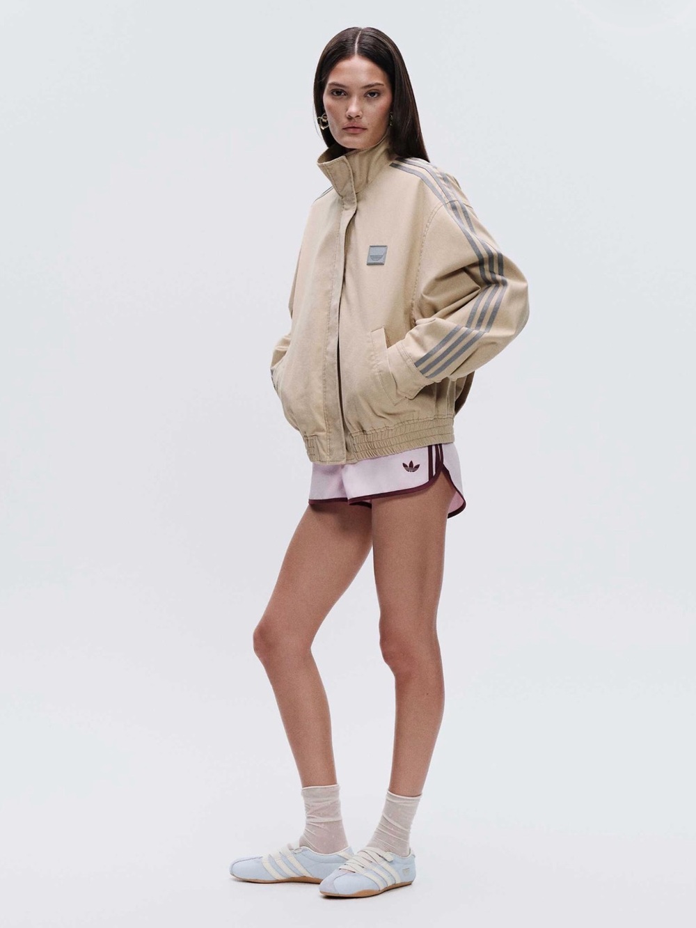 NWT adidas Originals × ASOS track jacket with funnel neck in beige twill - Picture 3 of 7